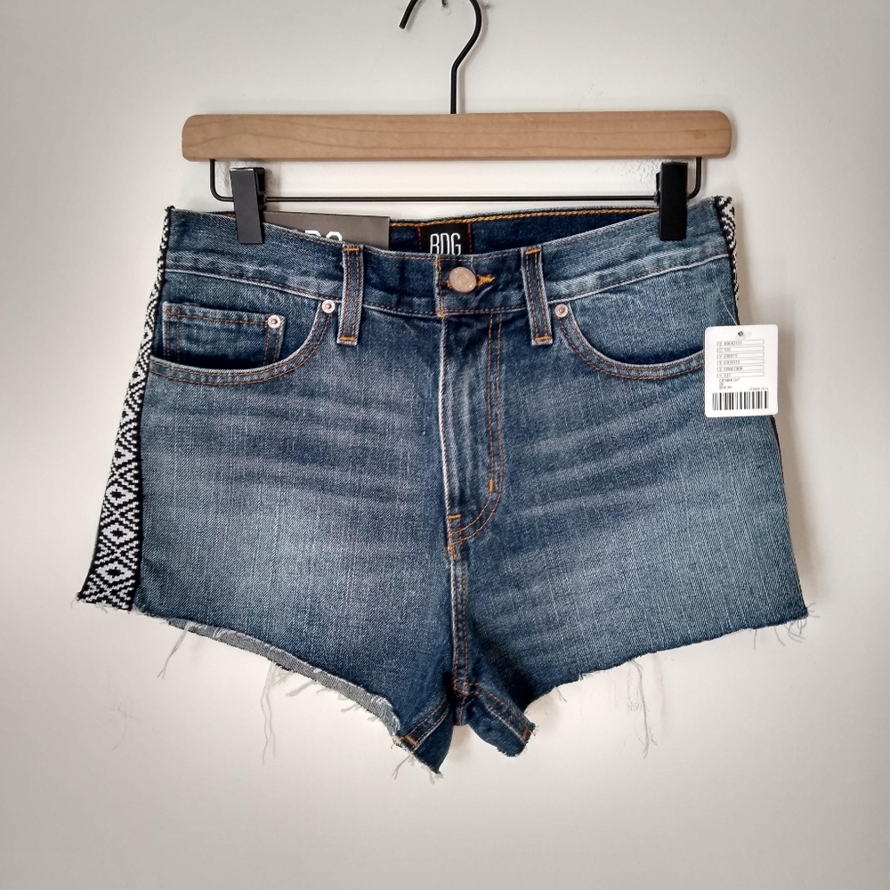 NWT BDG Aztec Trim Frayed Denim Shorts